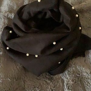 Black Scarf with Pearl Accents